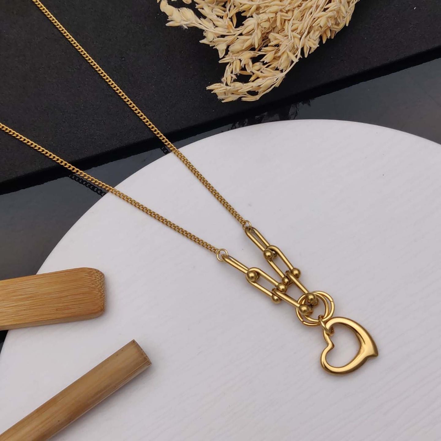 Whimsical Elegance Heart Chain Pendant